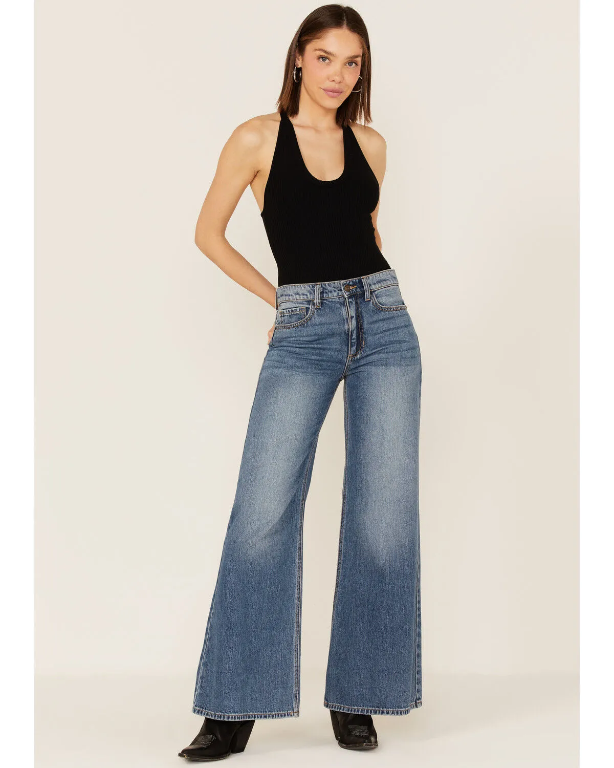 Product Name:  Sneak Peek Women's Light Wash High Rise Vintage Wide Leg Jeans