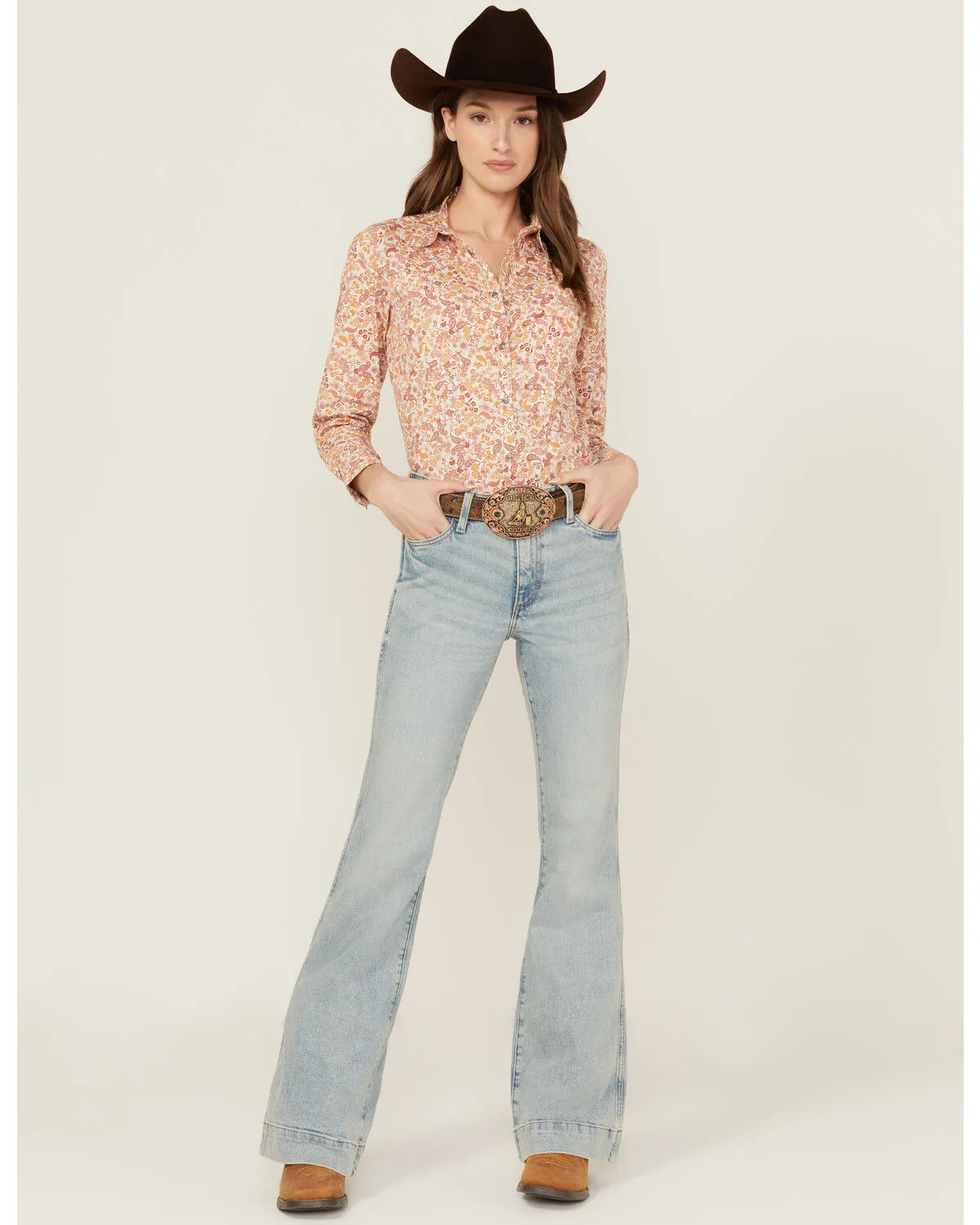 Product Name:  Wrangler Retro Women's Florence Light Wash High Rise Bailey Stretch Trouser Jeans