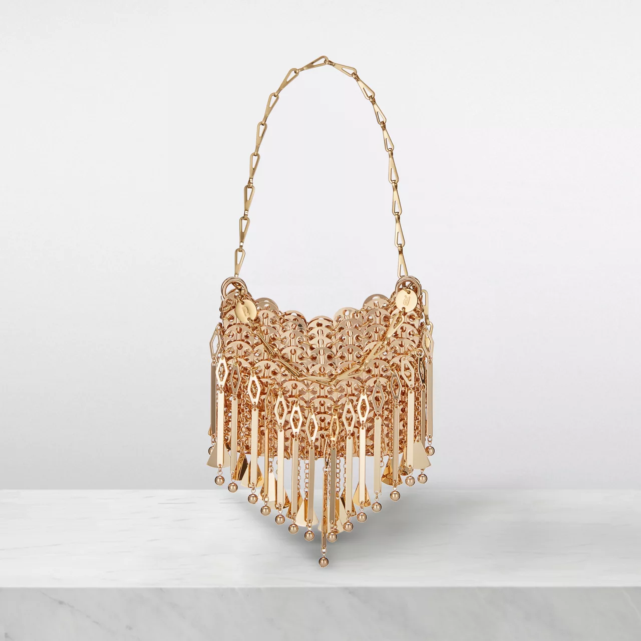 RABANNE Embellished Pendant-Detail Shoulder Bag - Gold