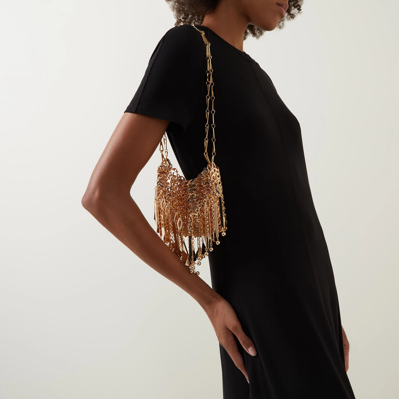 RABANNE Embellished Pendant-Detail Shoulder Bag - Gold