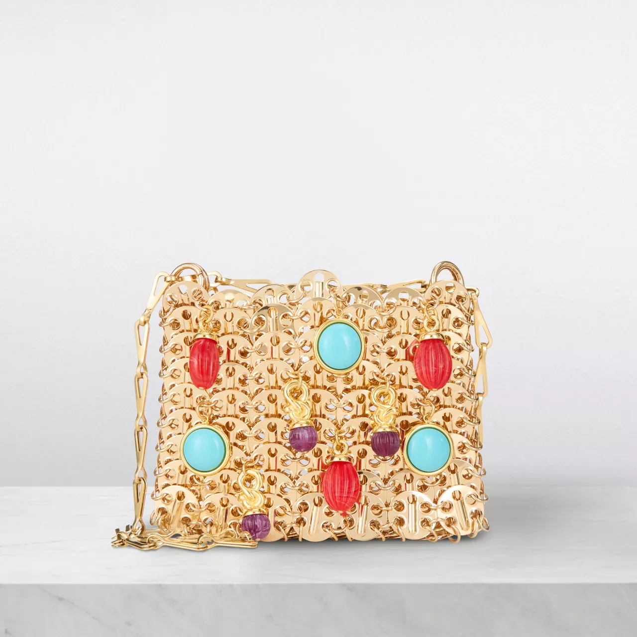 RABANNE Iconic 1969 Stone-Embellished Shoulder Bag - Gold