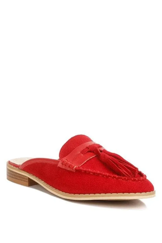 Rag & Co Edmanda Tassel Detail Leather Mules