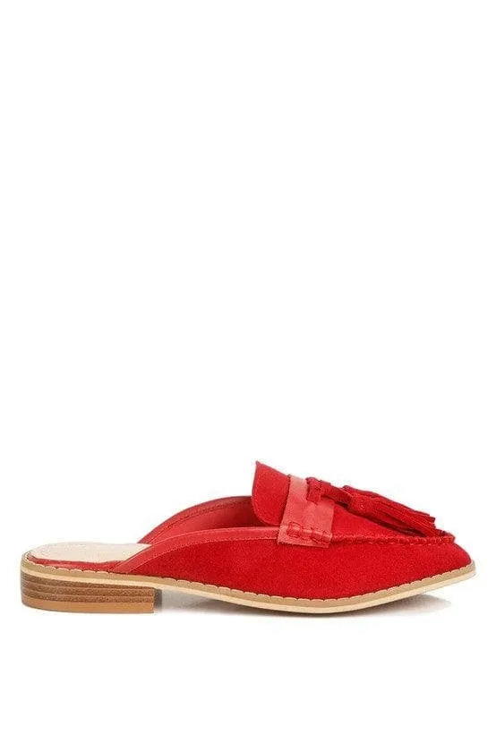 Rag & Co Edmanda Tassel Detail Leather Mules