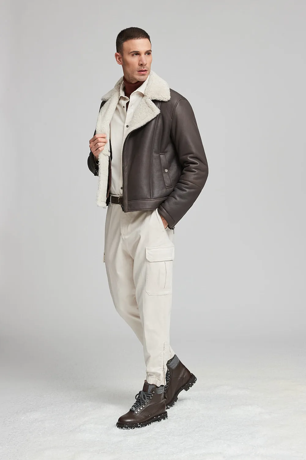 Real sheepskin biker jacket