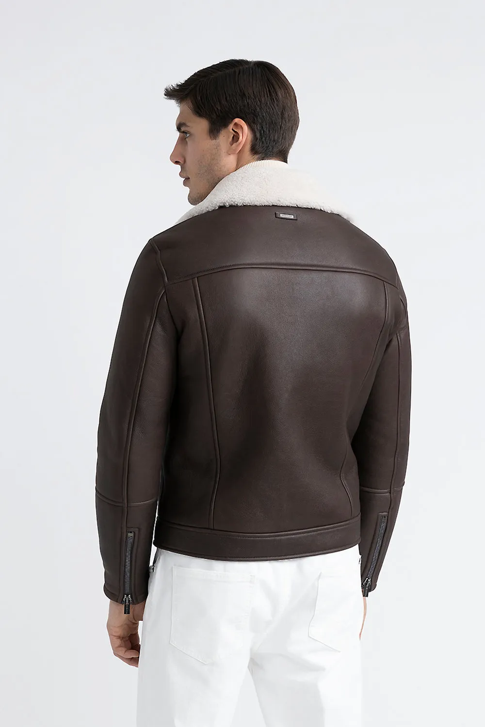 Real sheepskin biker jacket