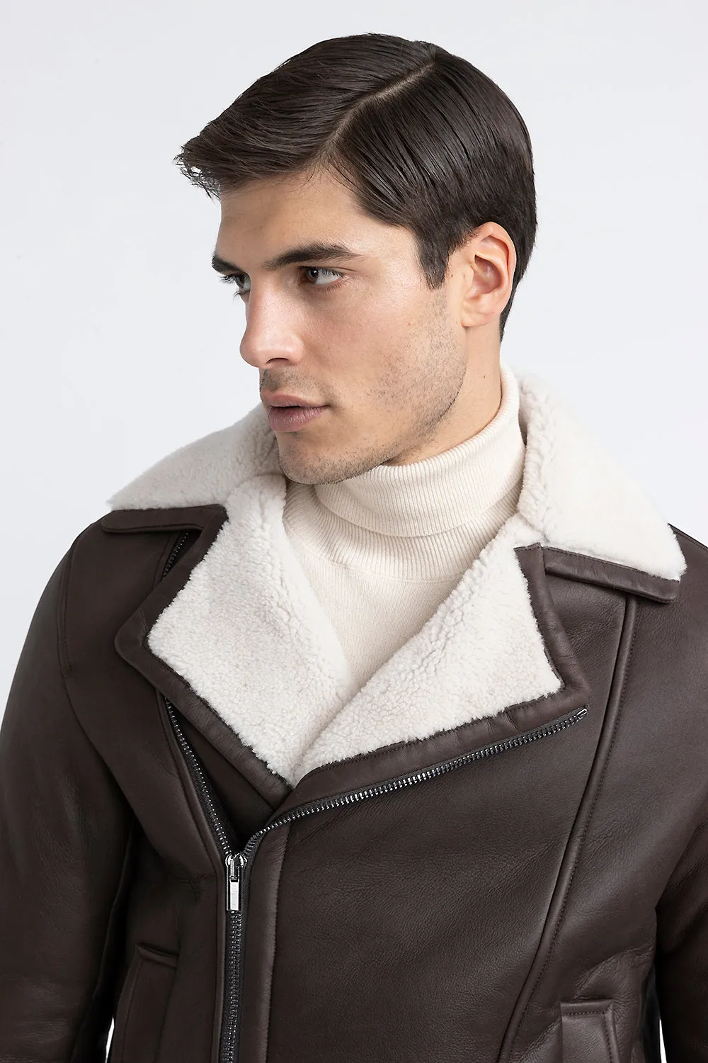 Real sheepskin biker jacket