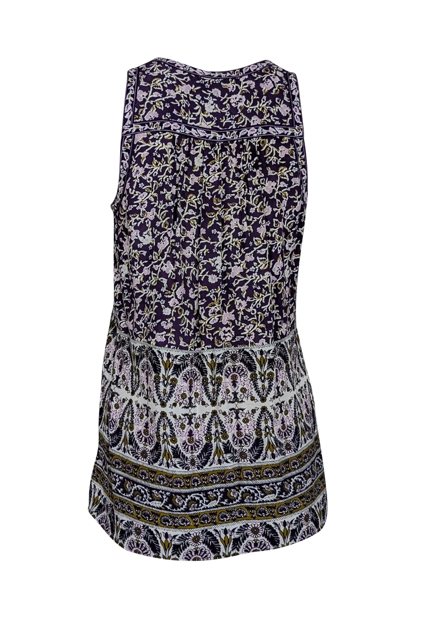 Rebecca Taylor - Purple w/ White & Gold Paisley Print Sleeveless Top Sz 0