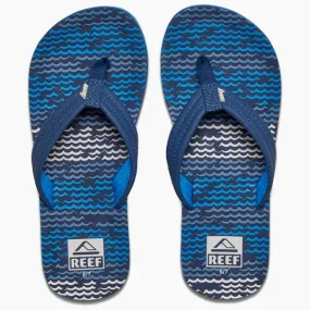 Reef Ahi Kids's Blue Horizon Waves Sandals