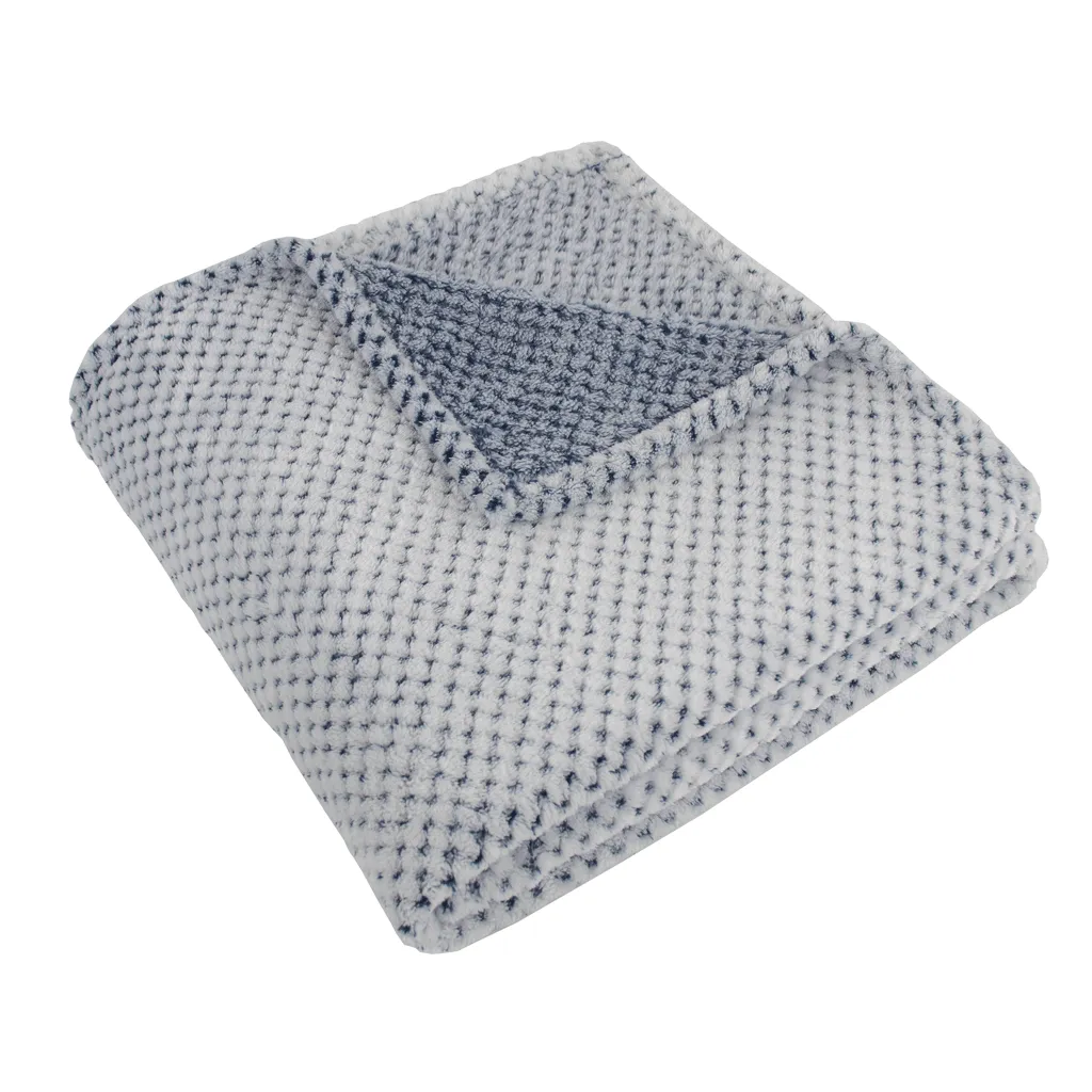 Referral Gift Zusa White with Navy Plush Siesta Blanket