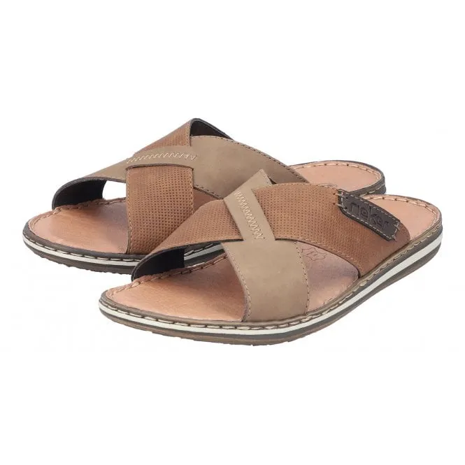 Rieker  Mens 21088-25 Moro Brown Slider Mules