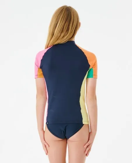 Rip Curl Junior Girls Day Break SS Rash Vest - Navy