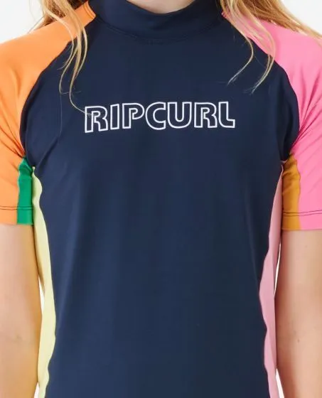 Rip Curl Junior Girls Day Break SS Rash Vest - Navy