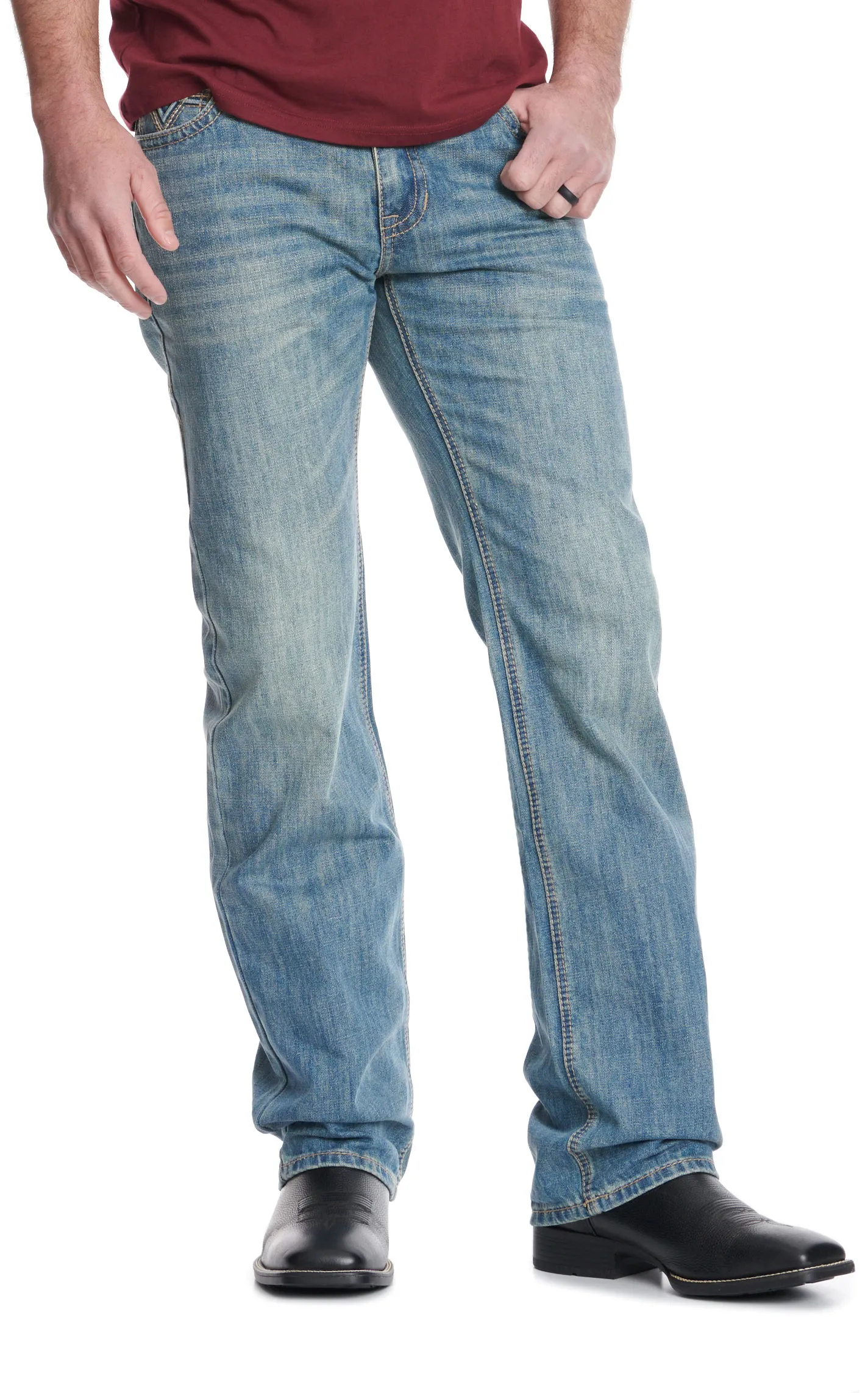 Rock & Roll Denim Men's Double Barrel Vintage Light Wash Straight Leg ReFlex Jeans