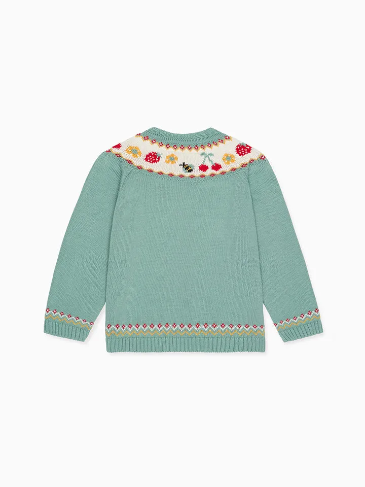 Sage Green Verano Cotton Baby Girl Cardigan