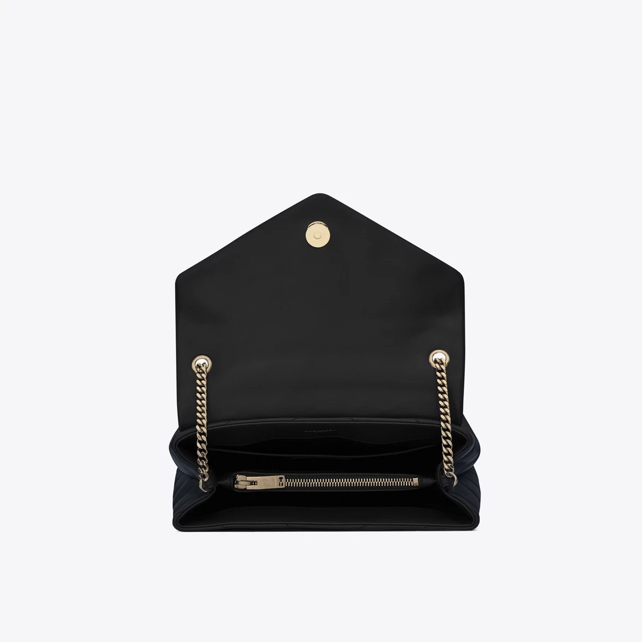 SAINT LAURENT Lou Lou Small Quilted Leather Shoulder Bag - BLACK