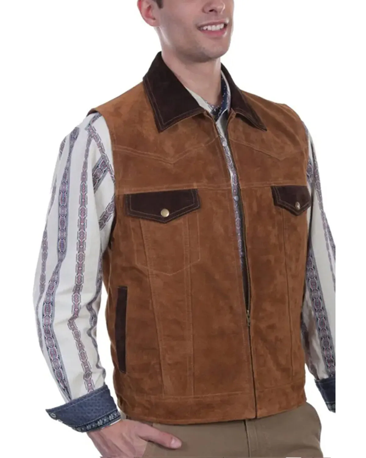 Scully Men's Two Tone Concealed Carry Suede Vest - Big