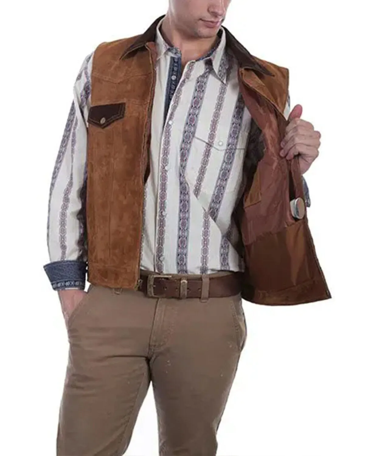 Scully Men's Two Tone Concealed Carry Suede Vest - Big