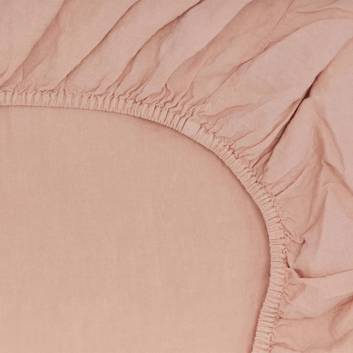 Simple Linen Fitted Sheet - Blush