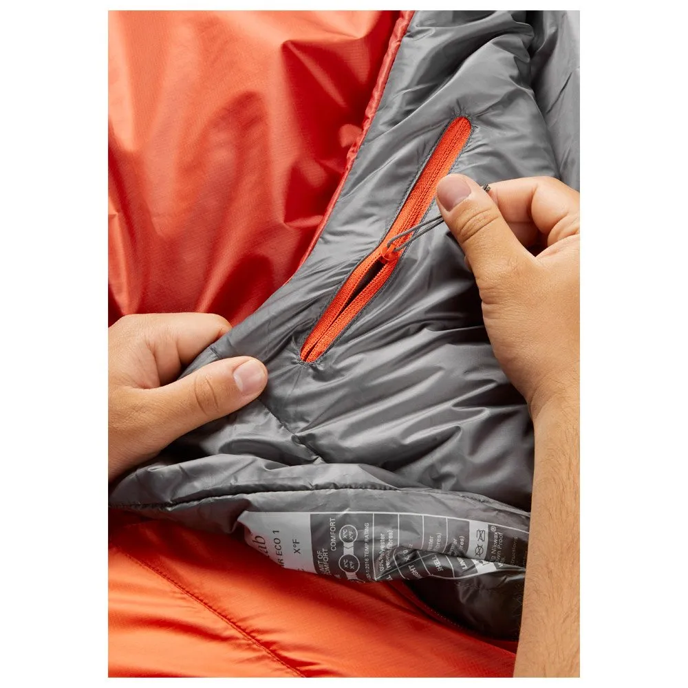 Sleeping bag RAB ---Solar Eco 1 Regular Left Red Clay