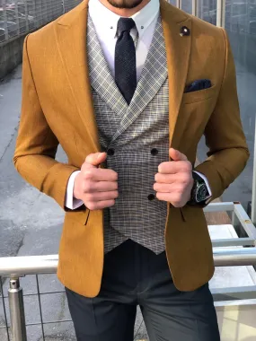 Slim-Fit Cotton  Suit Vest Camel