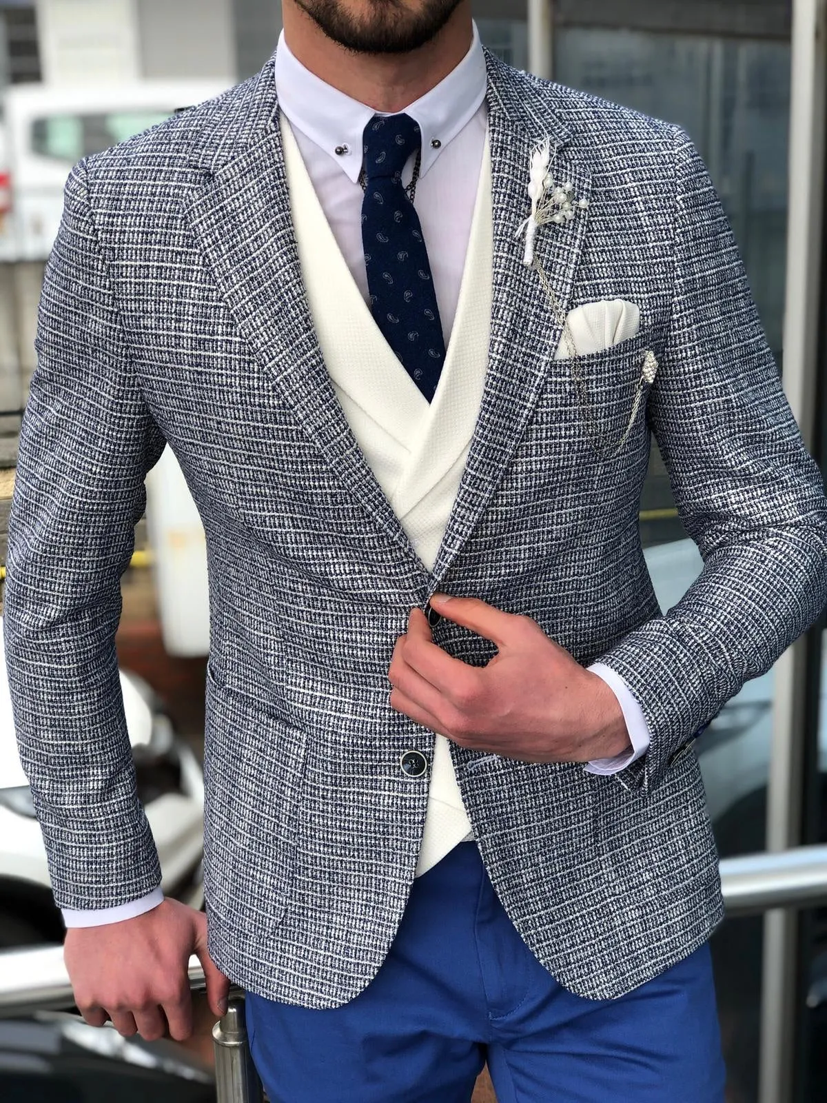 Slim-Fit Suit Vest Gray