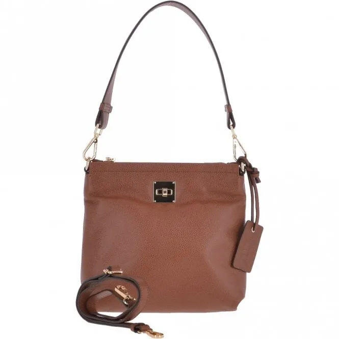 Small Two In One Leather Crossbody Bag & Shoulder Bag Tan : 62539