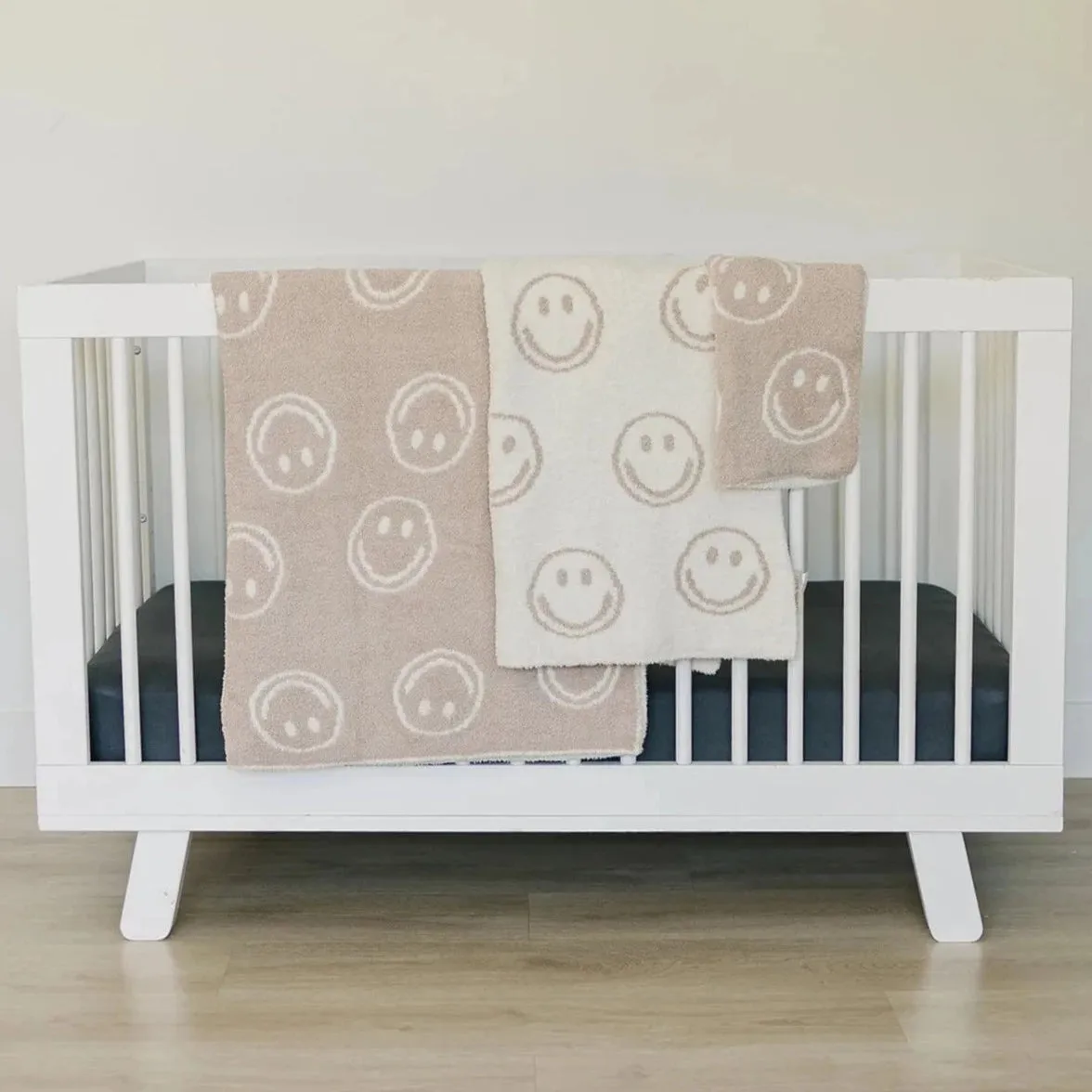 Smiley Taupe Plush Blanket