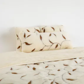 Soft Furnishings | Merino Wool Quilt - Leaf | Native Natural