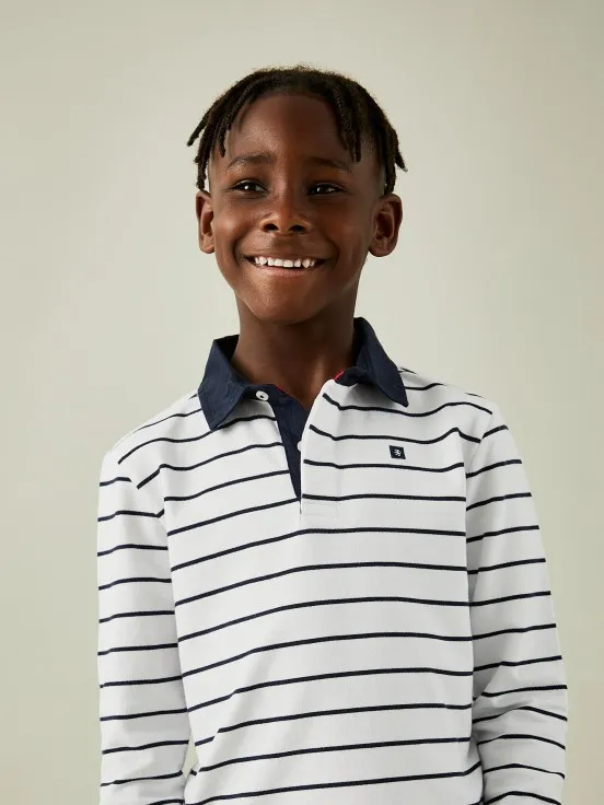 Striped long sleeve polo shirt