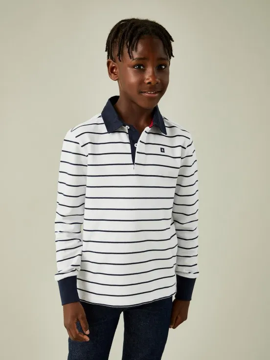 Striped long sleeve polo shirt