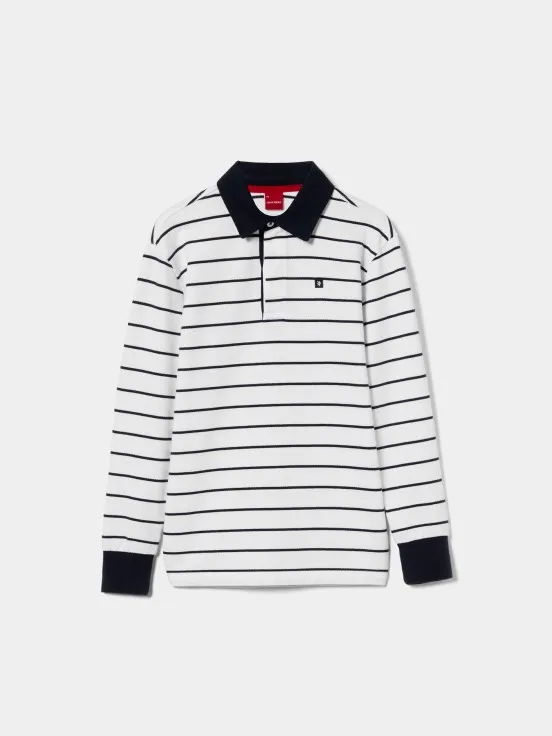 Striped long sleeve polo shirt