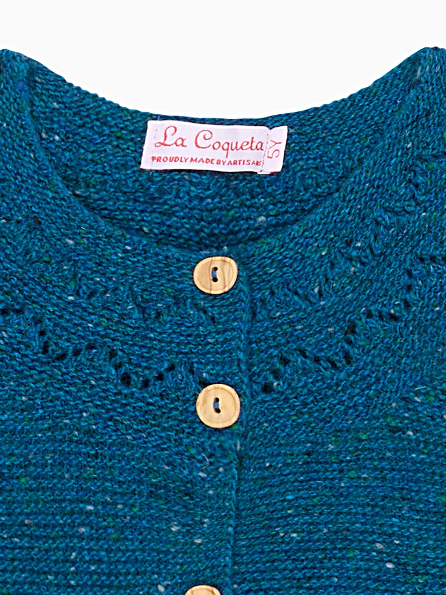 Teal Ivana Merino Girl Cardigan