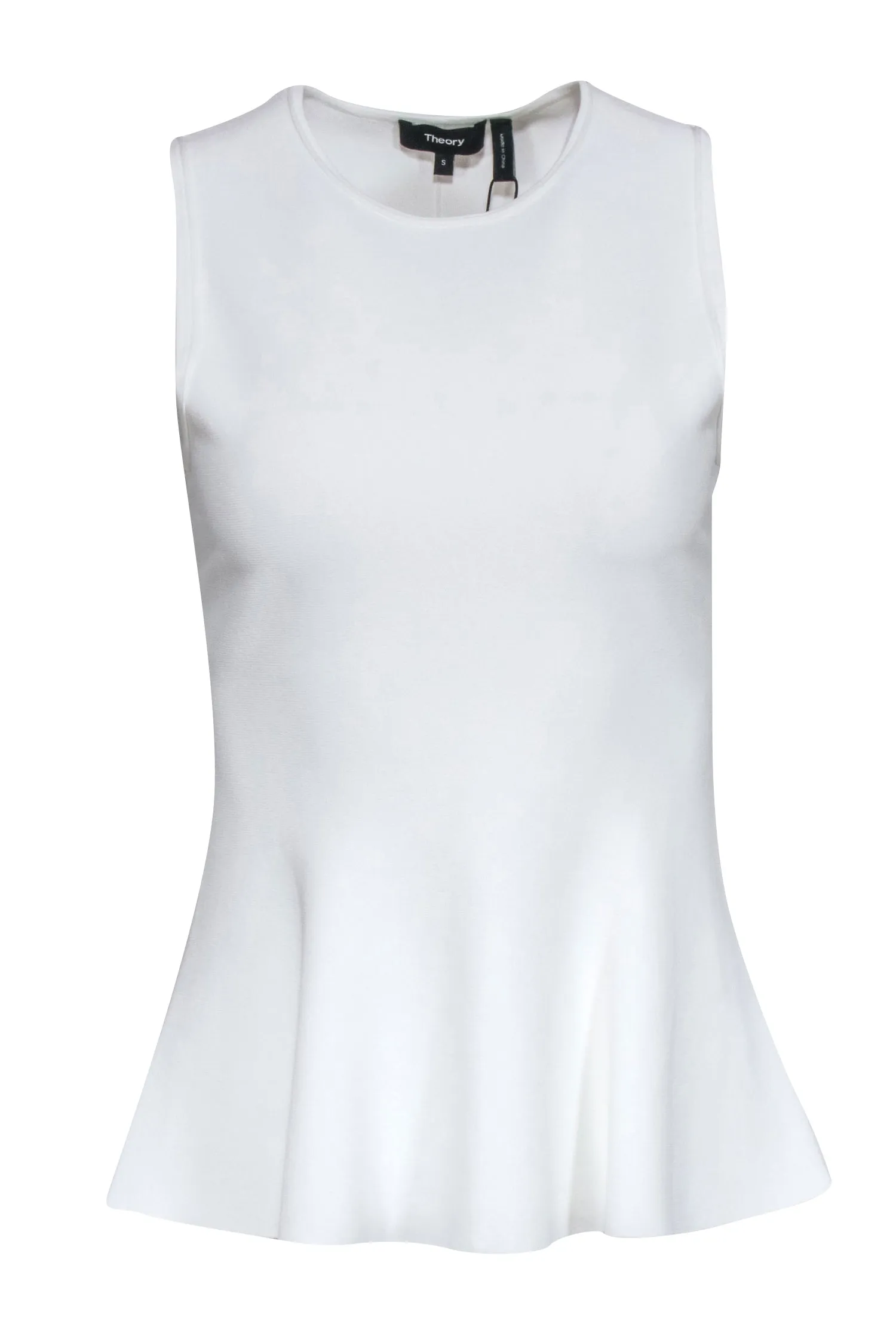 Theory - White Knit Sleeveless Peplum Top Sz S