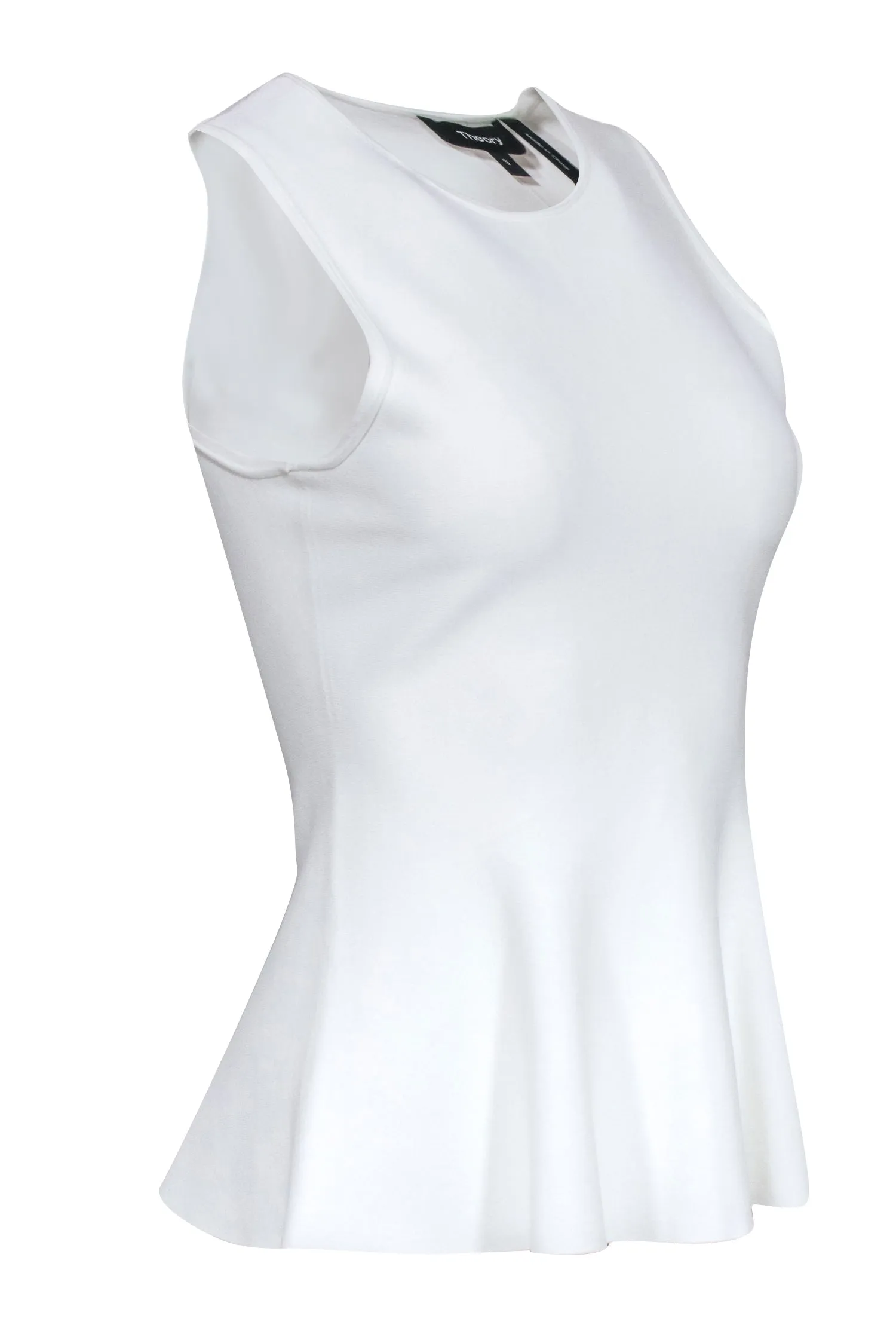 Theory - White Knit Sleeveless Peplum Top Sz S