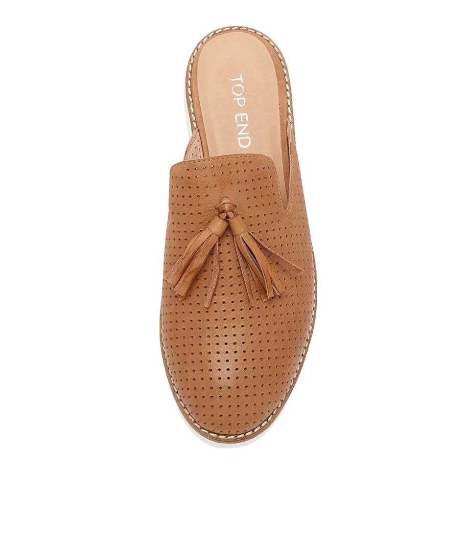 TOP END Ohboy Dark Tan Leather Mules Ws