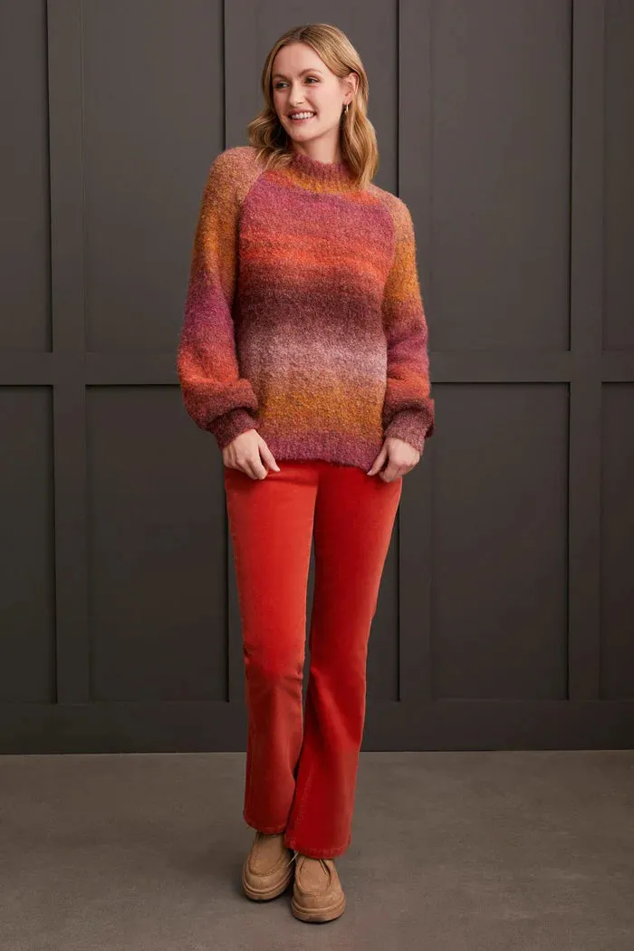 Tribal Ombre Boucle Mock Neck Sweater