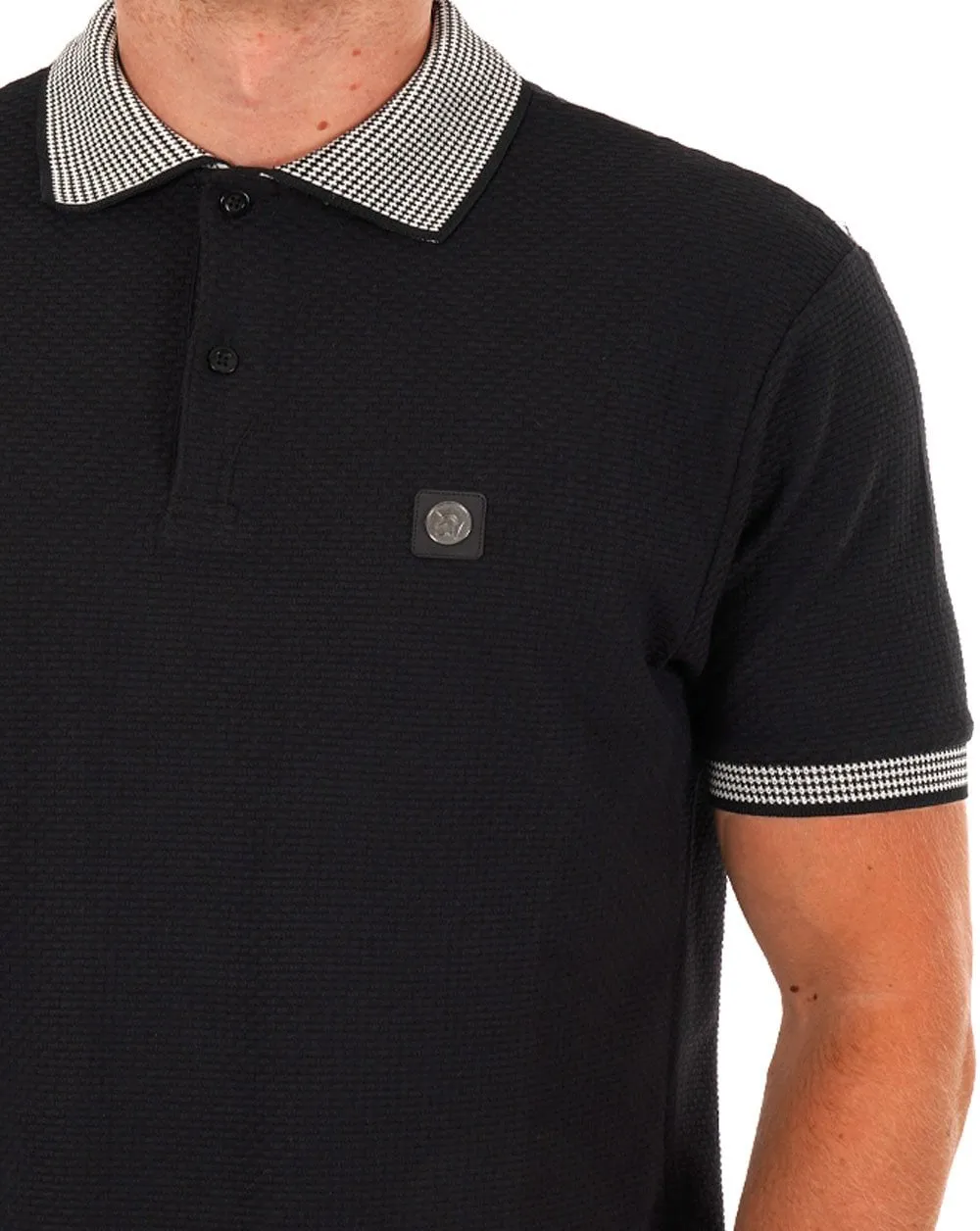 Trojan Contrast Textured Polo Black