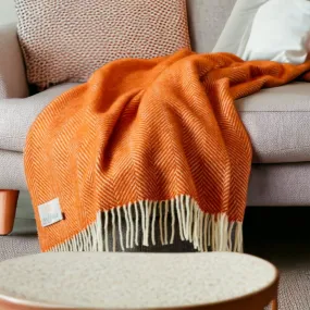 Tweedmill Fishbone Cinnamon Pure Wool Blanket