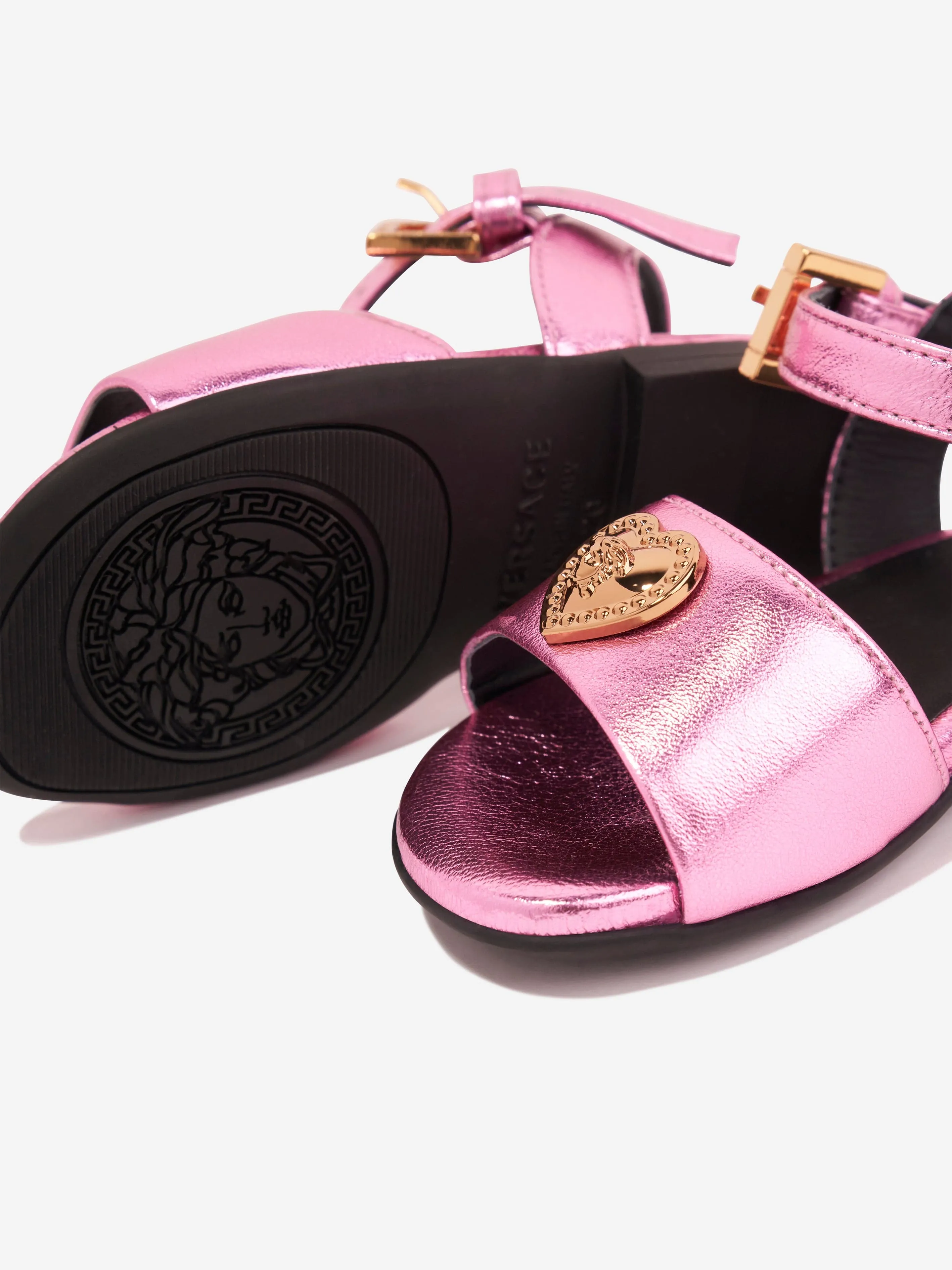 Versace Girls Heart Logo Sandals in Pink