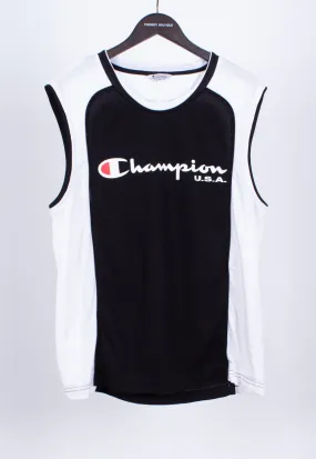 Vintage 90s Champion Sports Jersey Vest Black | Vintage Clothing Hull