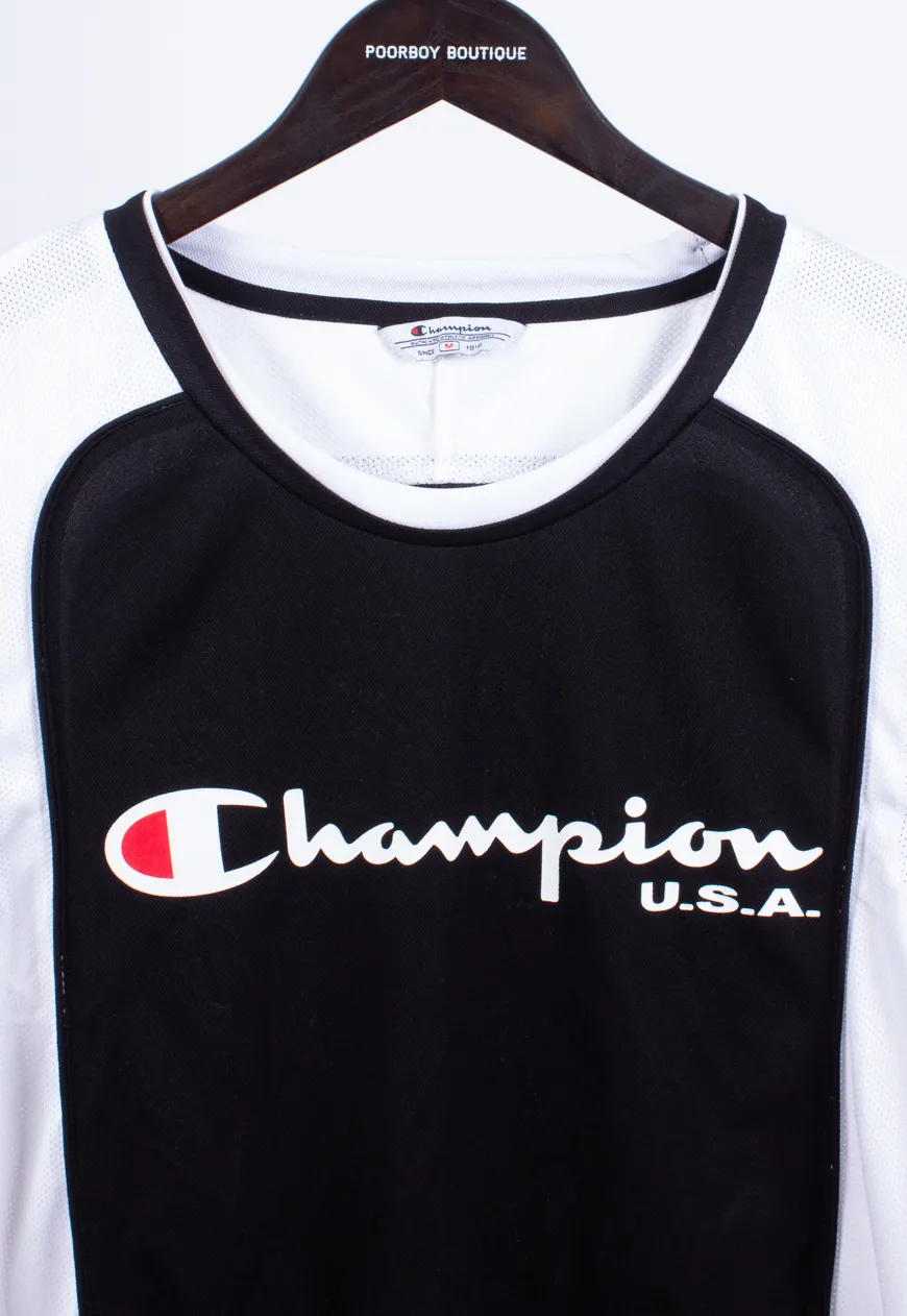 Vintage 90s Champion Sports Jersey Vest Black | Vintage Clothing Hull