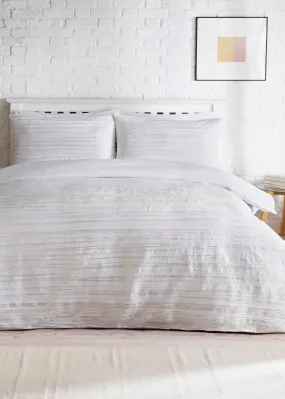 White Metallic Crinkle Duvet Cover