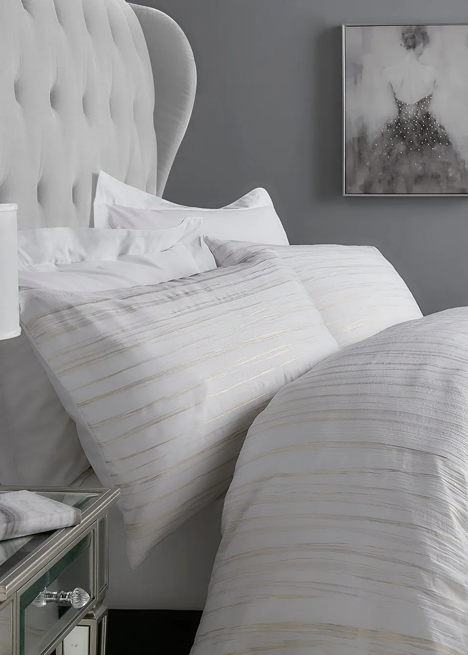 White Metallic Crinkle Duvet Cover