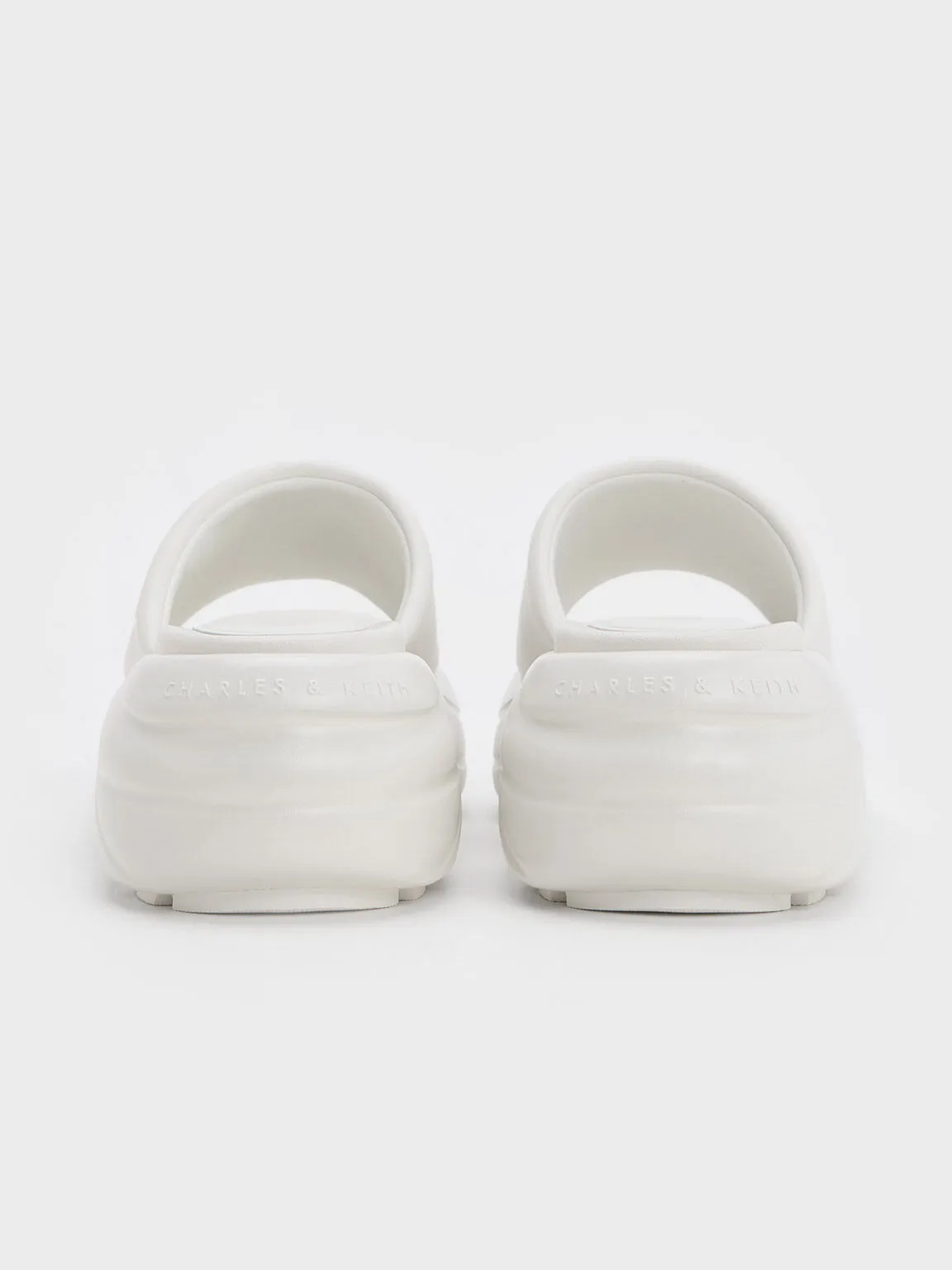 Wide-Strap Curved Platform Sports Sandals - White