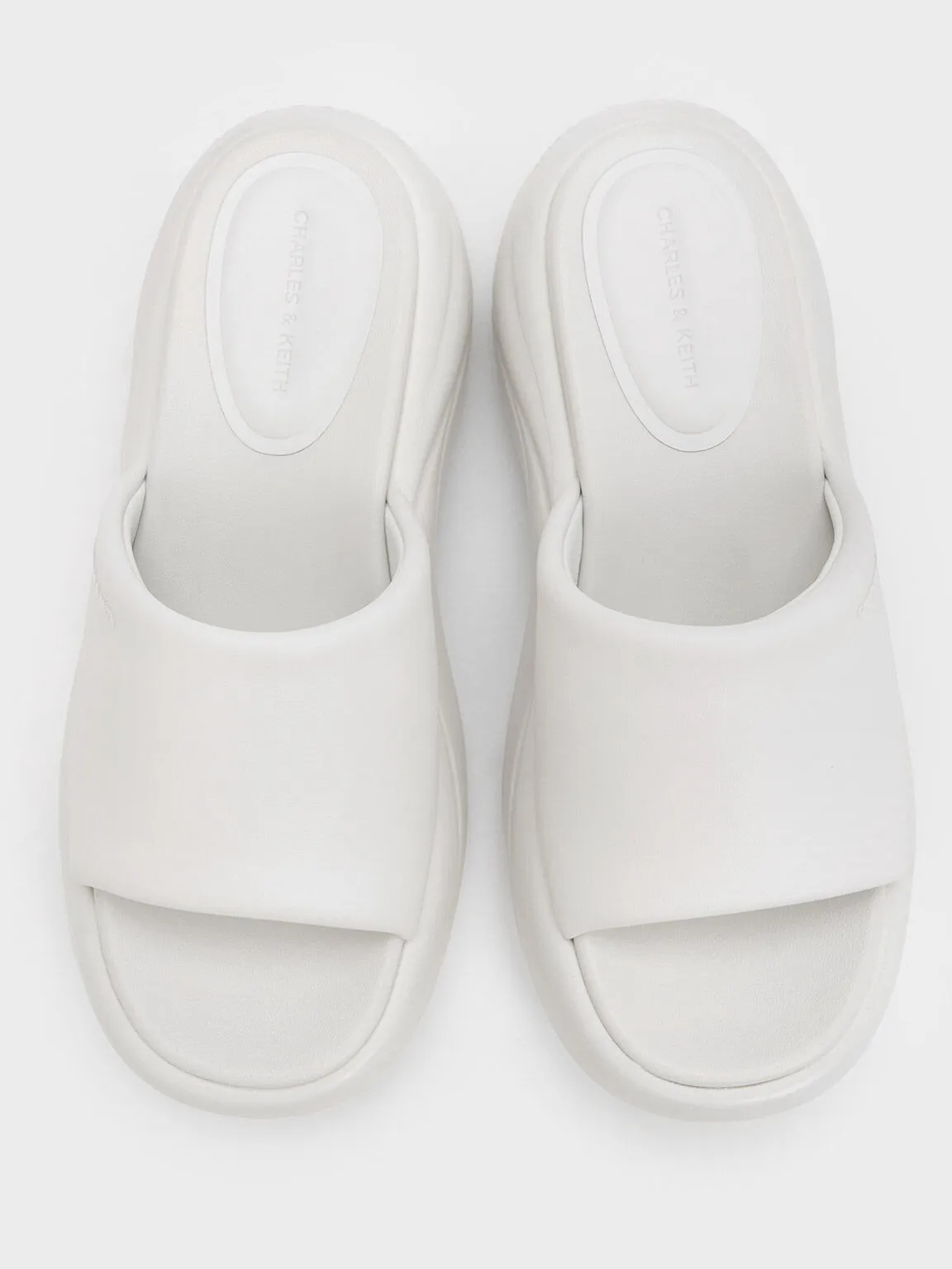 Wide-Strap Curved Platform Sports Sandals - White