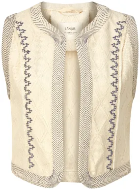 Women's vest with embroidery, Natural white-black | Manufactum