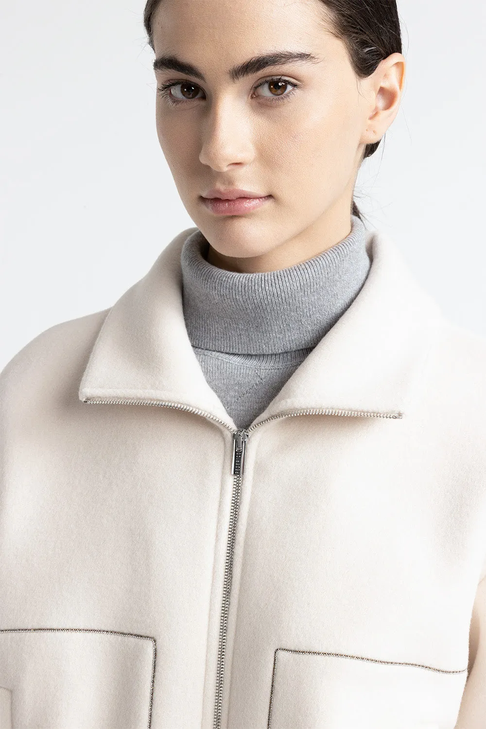 Wool and cashmere high neck jacket