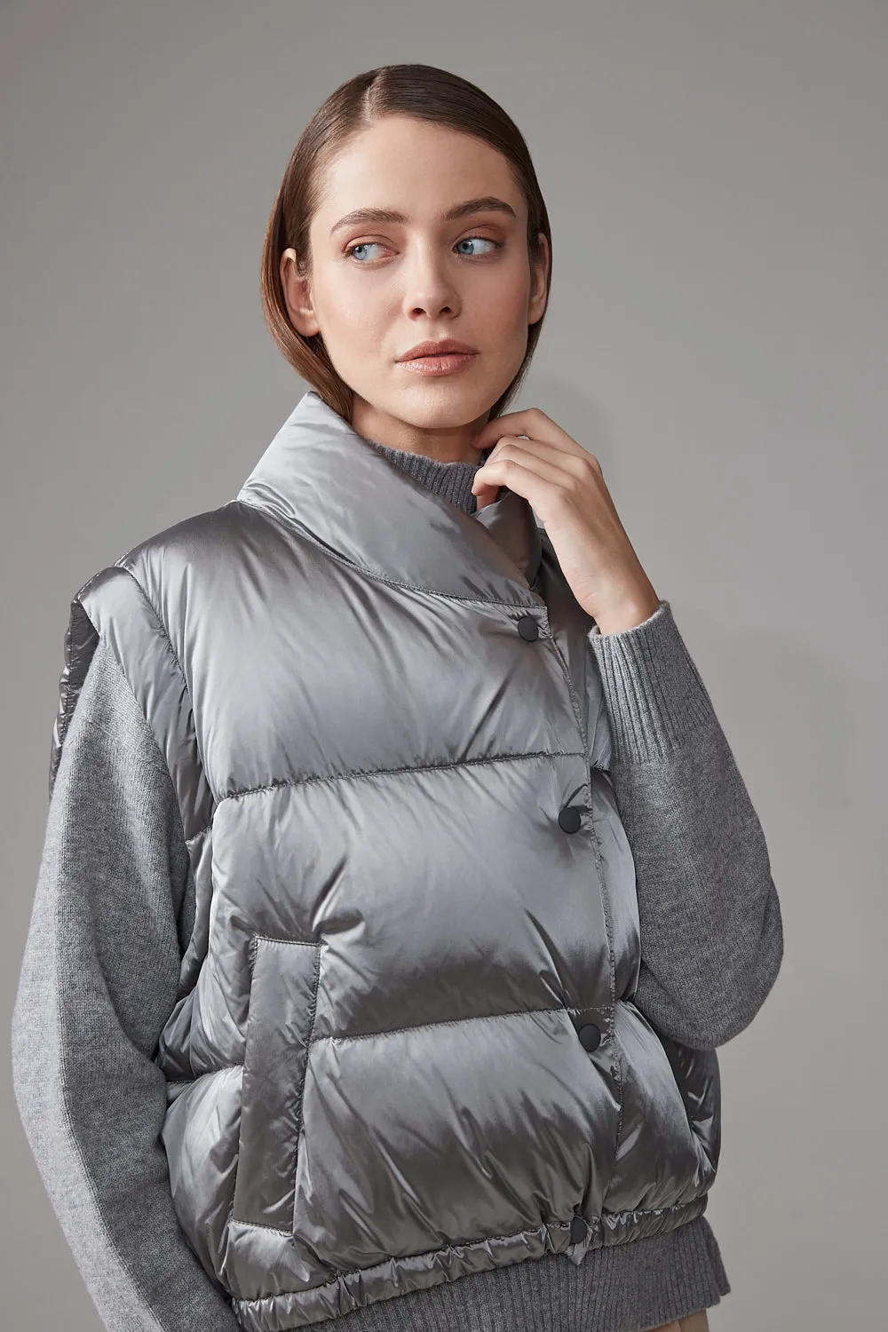 WR iridescent nylon twill puffer jacket