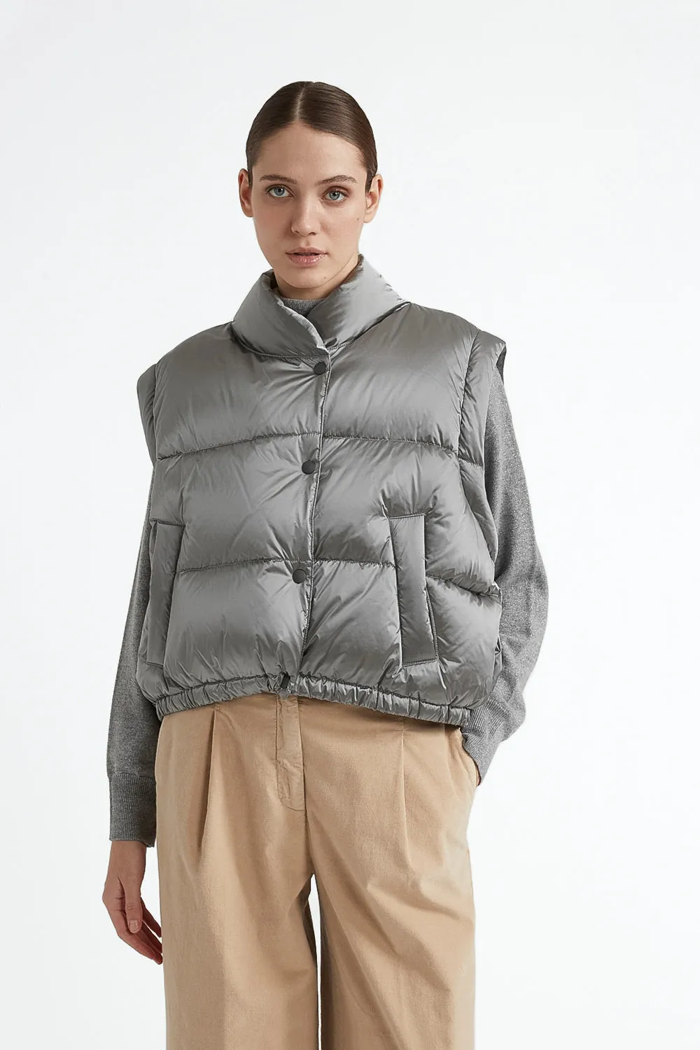 WR iridescent nylon twill puffer jacket