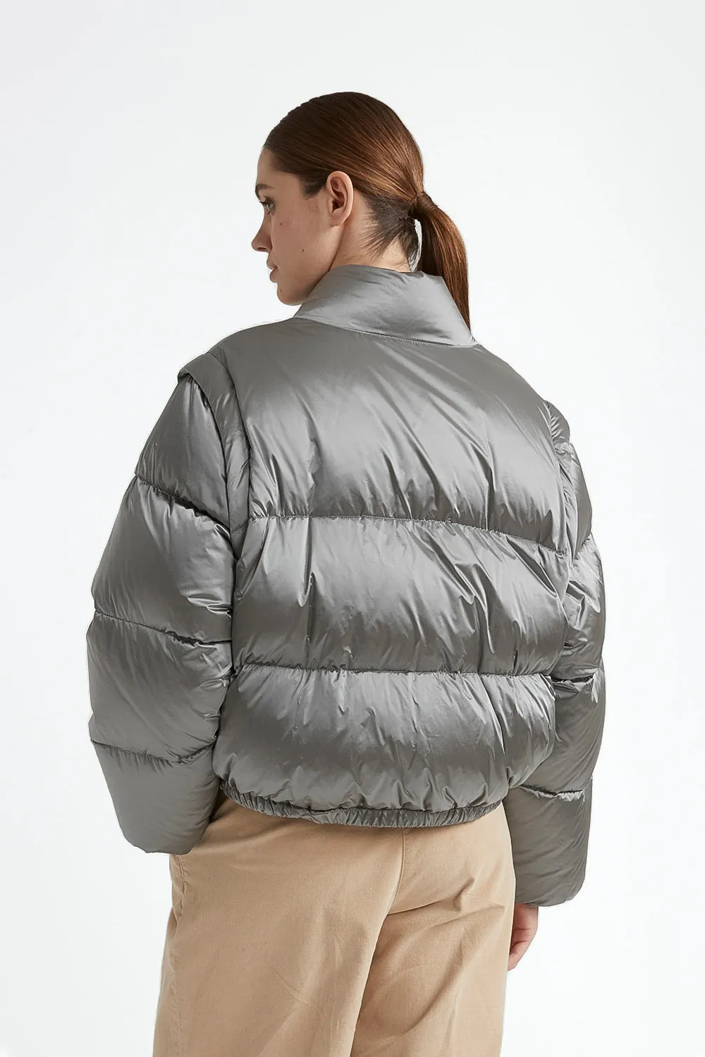 WR iridescent nylon twill puffer jacket